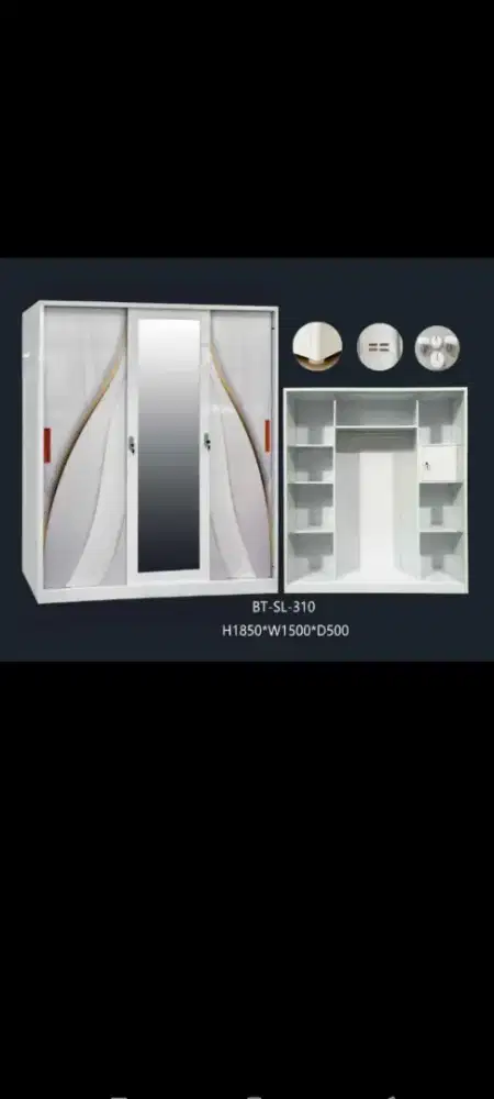 Lemari Besi 3pintu Sliding/Geser