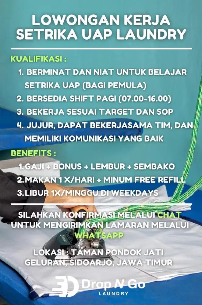 Pegawai setrika uap laundry