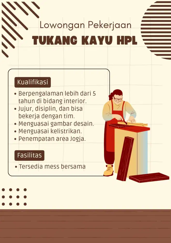 DIBUTUHKAN TUKANG KAYU HPL