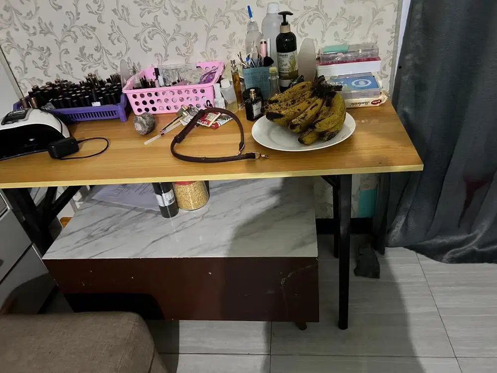 Meja lipat kayu rangka besi 2 pcs