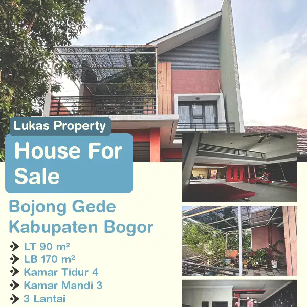 Rumah 3 Lantai Murah di Kota Bogor Dekat Stasiun Kereta