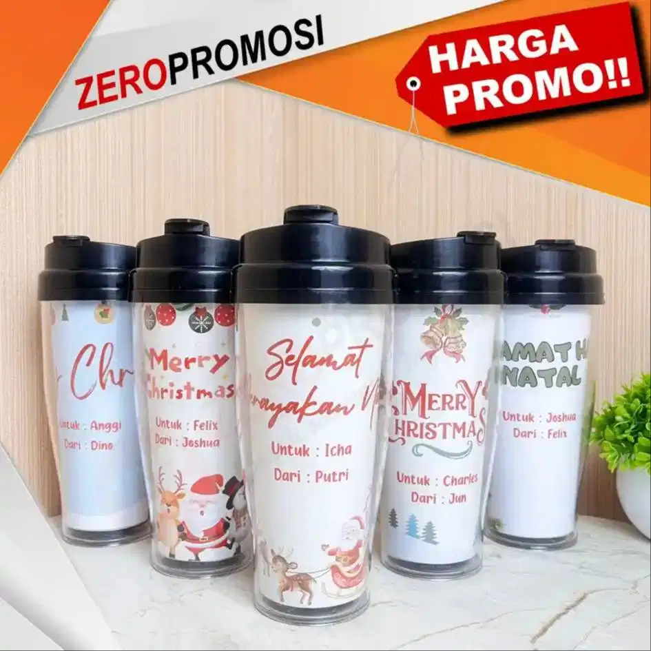Souvenir Akhir Tahun Terlaris - Tumbler G200 Natal Custom Nama