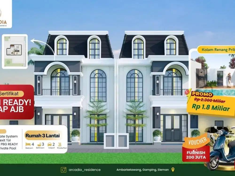 Rumah Cluster One Gate System sleman jogja Dekat RS PKU Gamping Bonus Terbatas