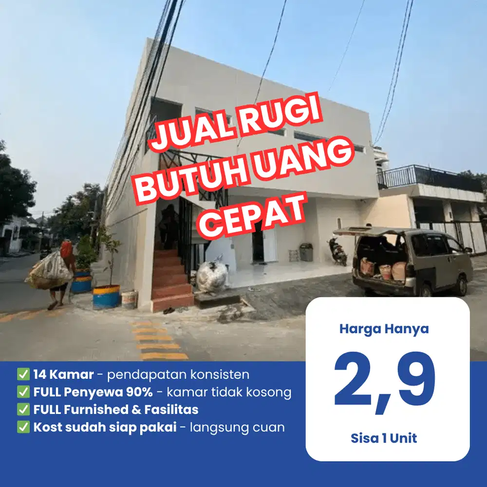 [BU] Jual Kos Kosan Deket Pabrik Full Penghuni Untung Rp350JT/Tahun