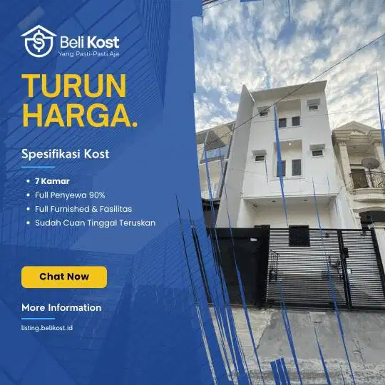 Jual Butuh Kostan Deket Perkantoran Full Penyewa Untung Rp192JT/Tahun