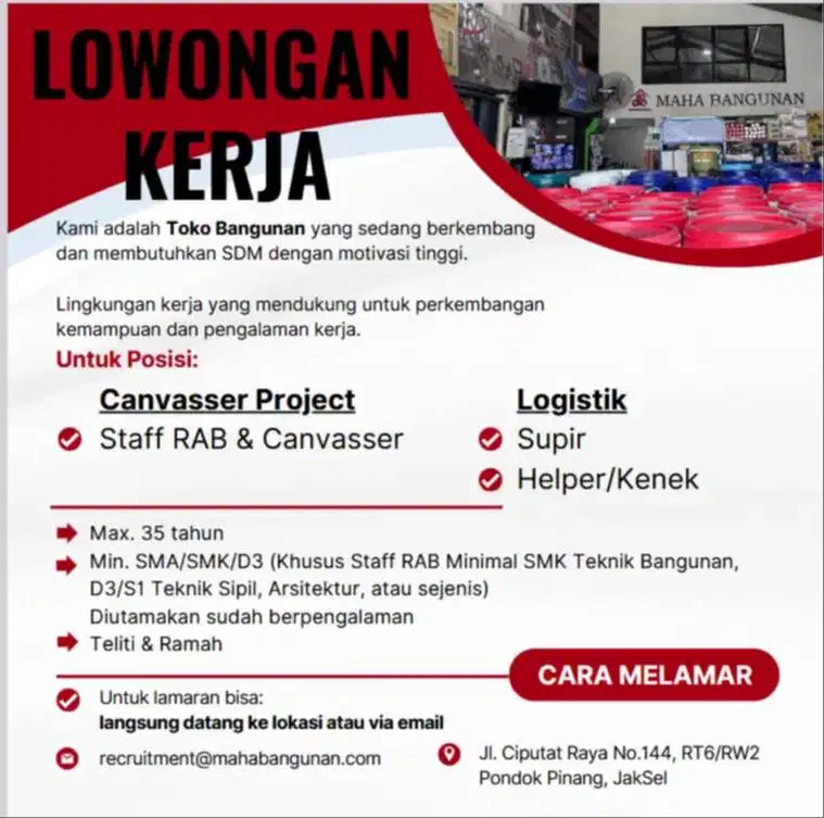 Lowongan Kerja Toko Bangunan _ Matrial