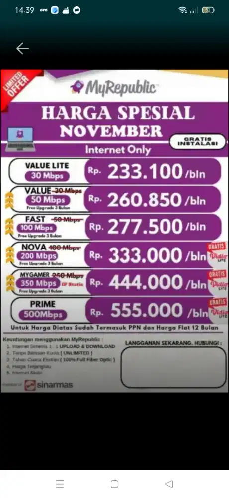 Promo pemasangan internet myrepublic WiFi Myrepublicbambu apus Jaktim