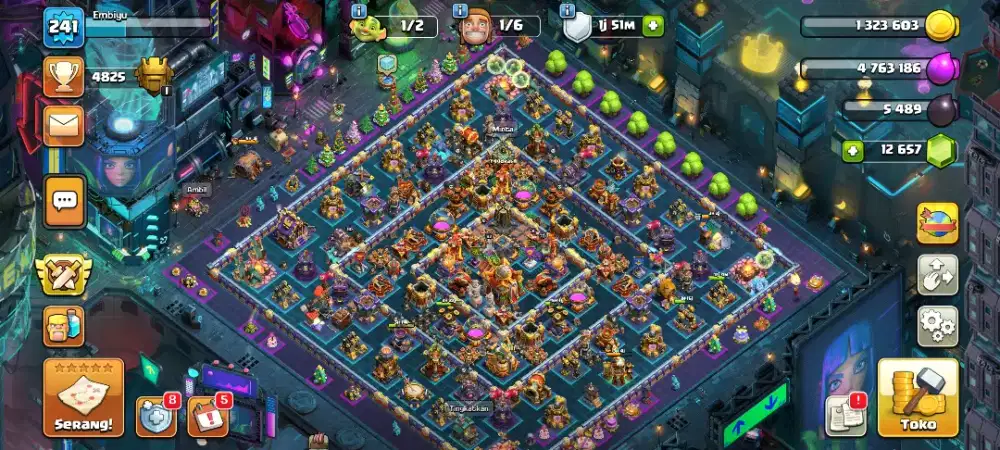 Akun coc th 16 SEMIMAX, Gems 14k