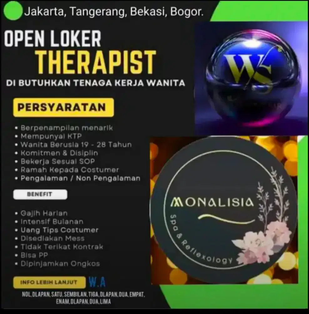 Lowongan Therapist Wanita Monalisa Group