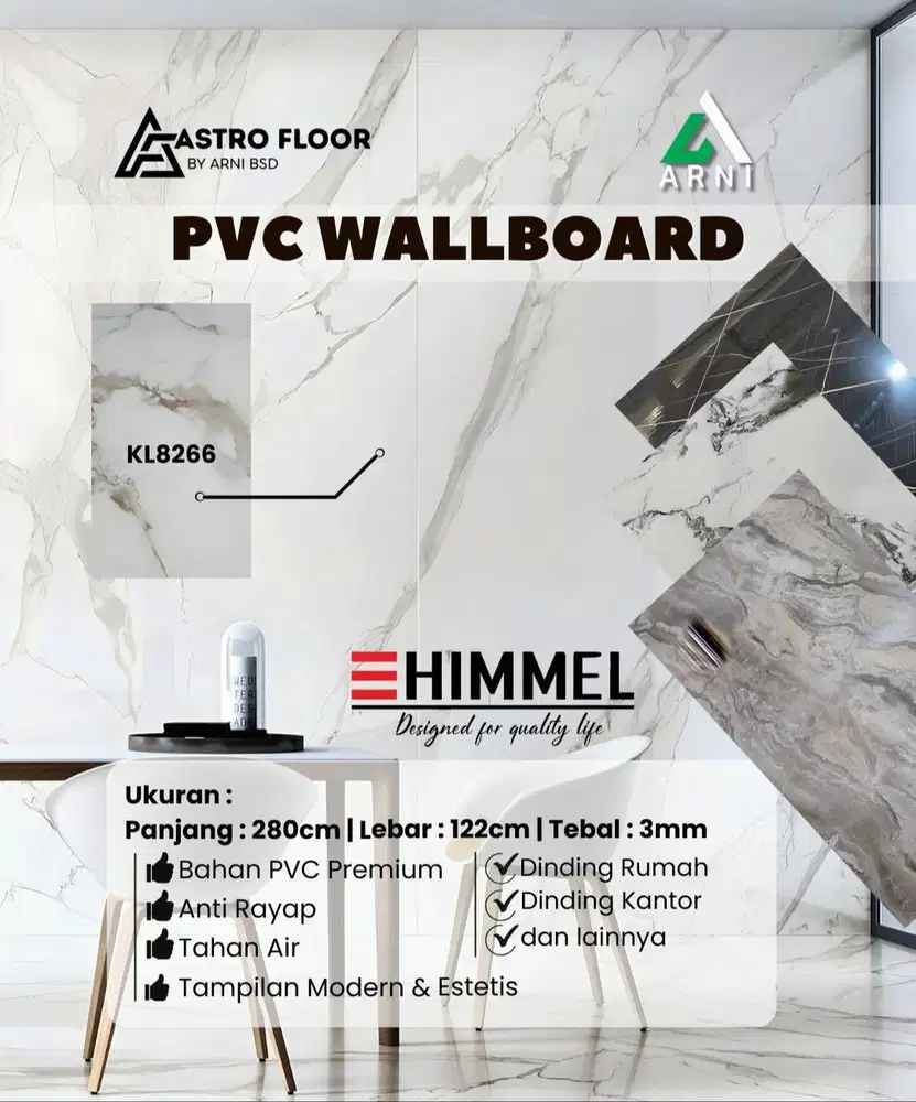 [HM] Dinding PVC Wallpanel Papan Panel Dinding Marmer 280cm x 122cm