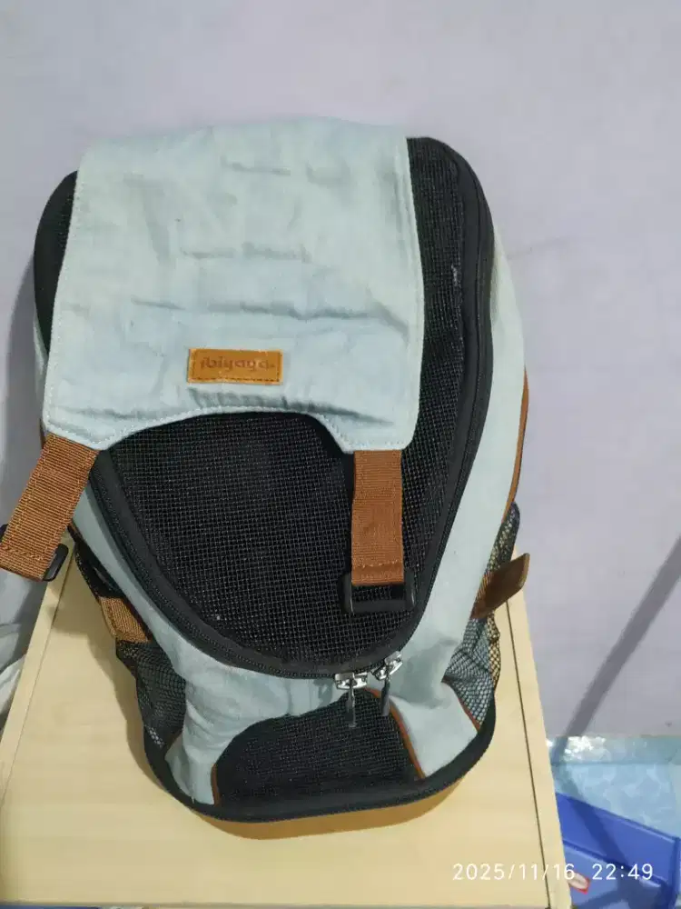 Tas ransel kucing atau anjing merk ibiyaya denim 2131 pet backpack