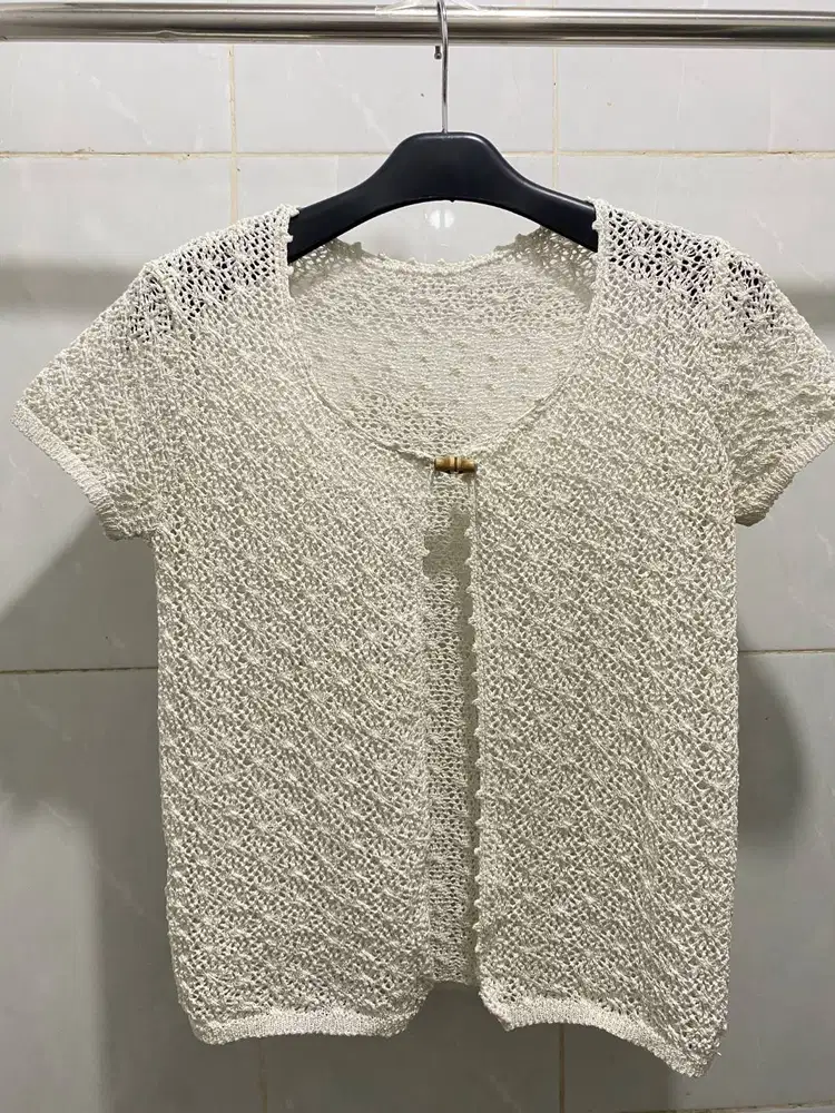 Cardigan Rajut (Knitted Cardigan / Crochet Cardigan) PUTIH