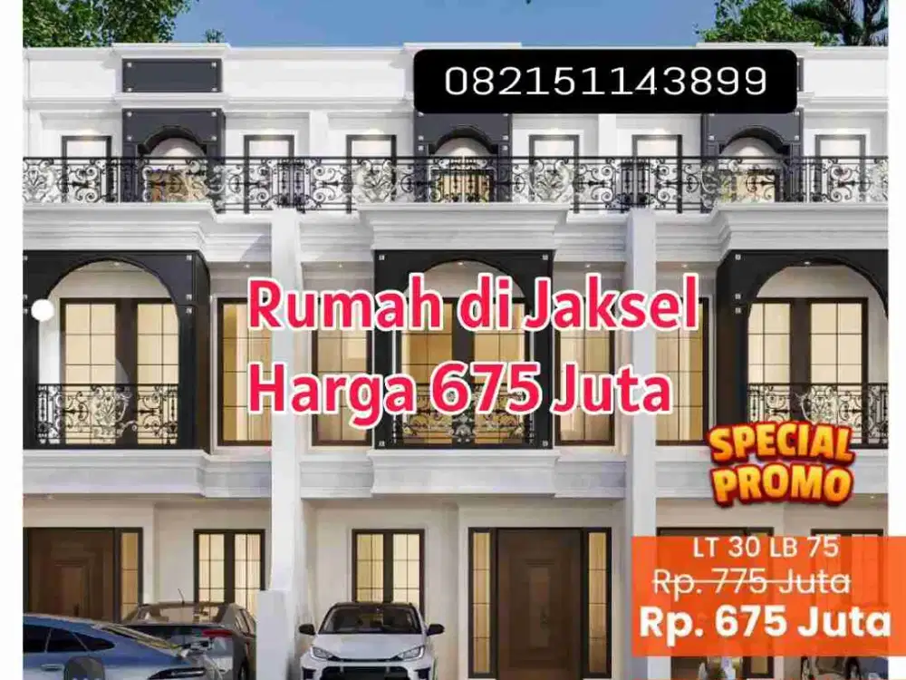 Rumah Cluster 2,5 Lantai ada Rooftop LT 60 m² LB 140 m² Lokasi strategis di Kebagusan pasar Minggu Jakarta Selatan SHM