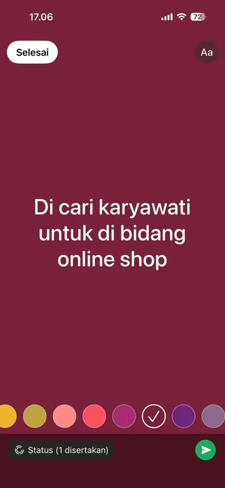 Di cari karyawati untuk di bidang online shop