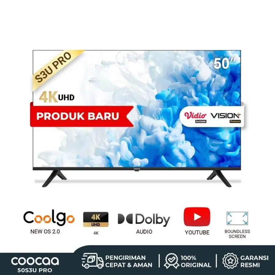 SMART TV 4K UHD TV COOCAA 50 INCH 50S3U PRO Digital TV FREE BRACKET
