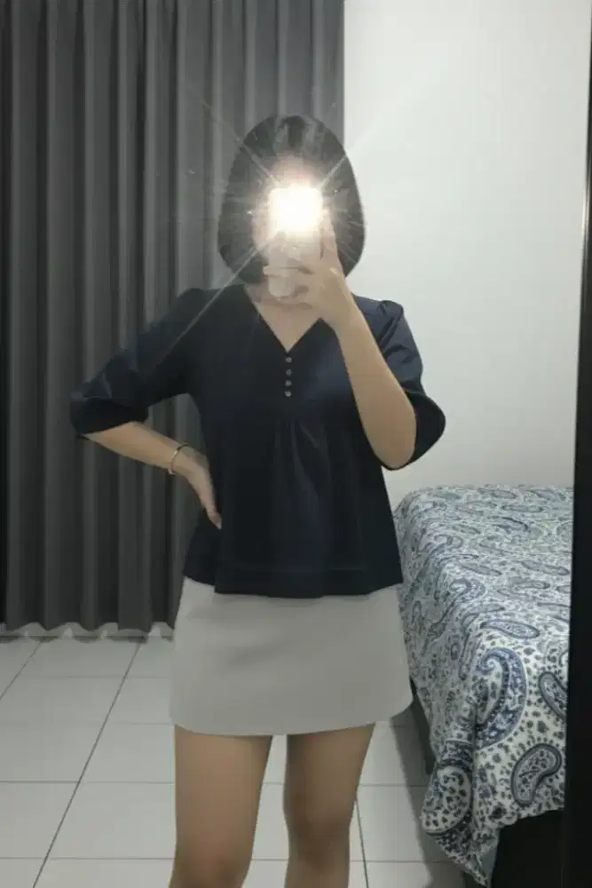 Blouse Casual Polos Kerah V