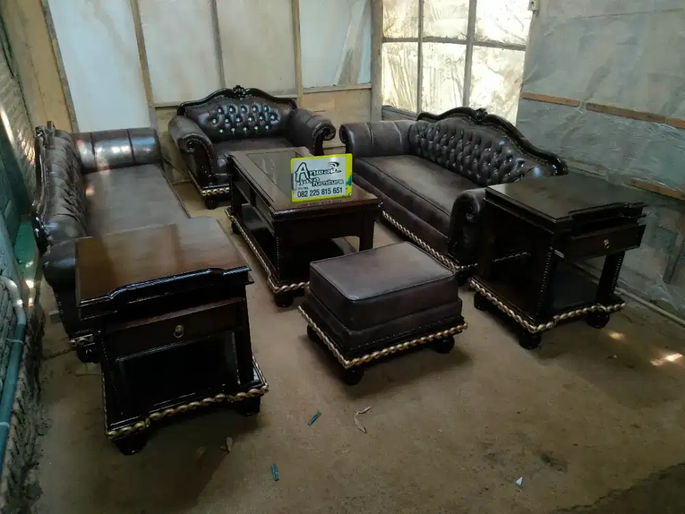 Kursi tamu sofa minimalis full kayu jati