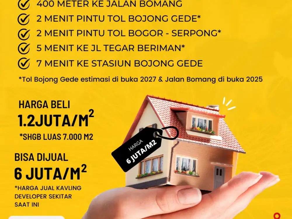 Tanah Murah Dekat Rencana Pintu Tol Desari Bojong Gede Bogor Serpong & Stasiun KRL