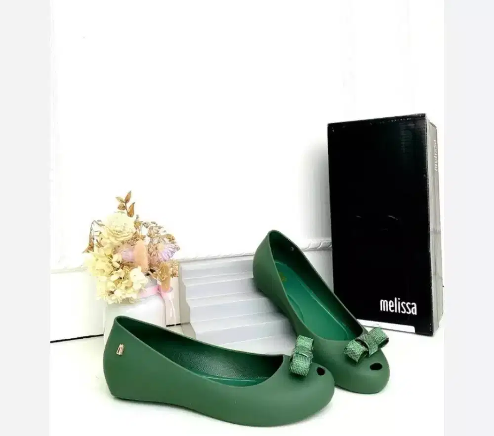 MELISSA ULTAGIRL BOW CHROME ad flatshoes size 36 green