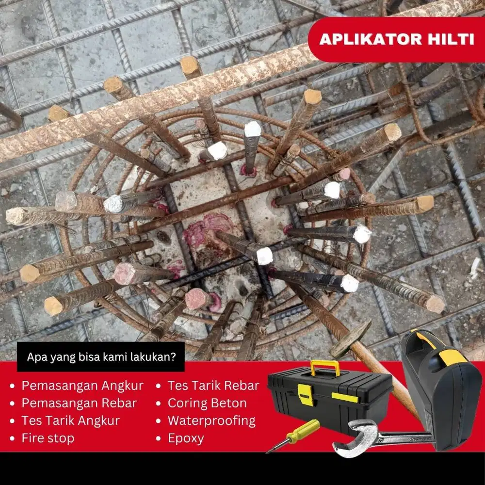 Aplikator Chemical Rebar Hilti Untuk Penambahan Beton Baru