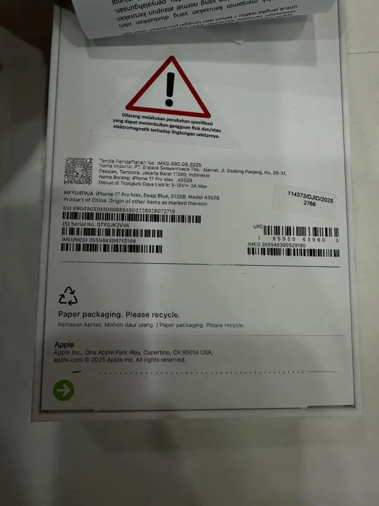 Iphone 17 promax 512 blue baru