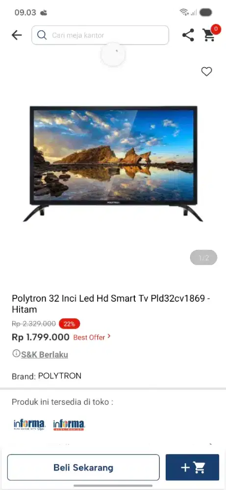 Ready stok tv 32 inc polytron smart tv