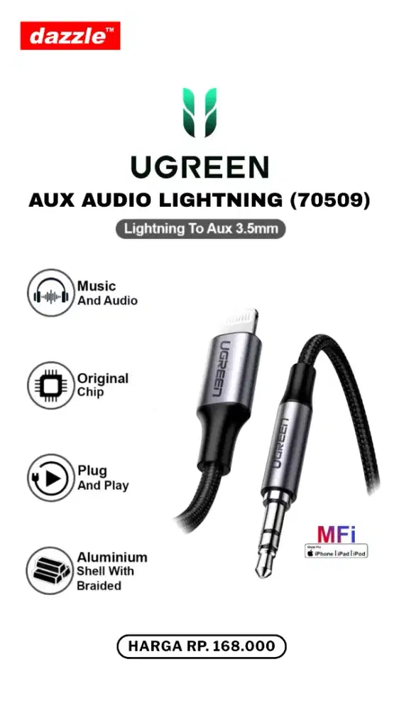 UGREEN AUX AUDIO LIGHTNING (70509)