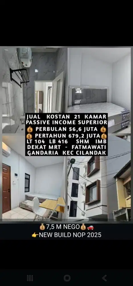 Dijual Kost Cipete 21 Kamar FULL jakarta selatan