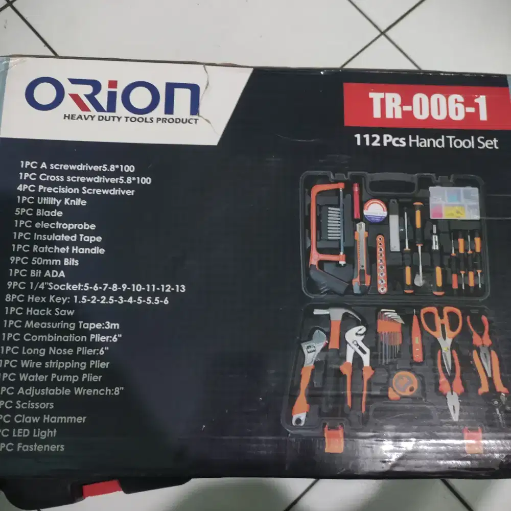 Orion hand tool kit 112pcs toolbox perkakas