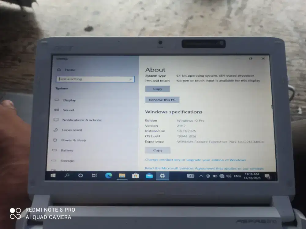 notebook acer aspire nav50