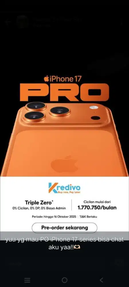 Promo cicilan iphone 17 Series via kredivo