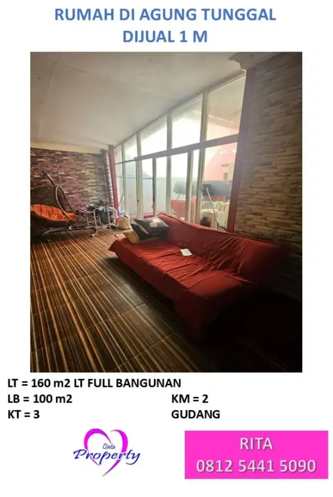 DIJUAL RUMAH DI AGUNG TUNGGAL