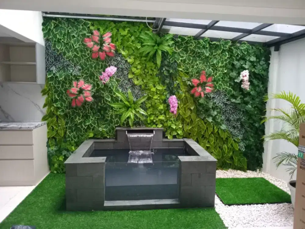 Vertikal garden taman dinding ventrikal pasang taman vertikal