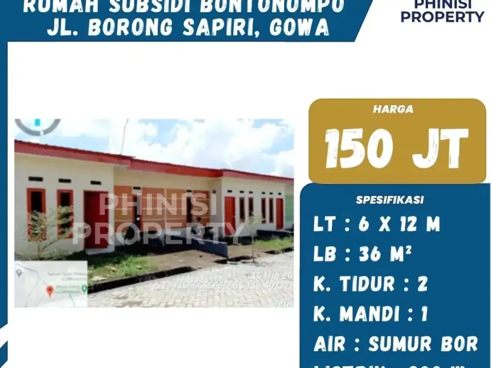DIJUAL RUMAH MURAH CUMA 150 JUTAAN DI BORONG SAPIRI GOWA