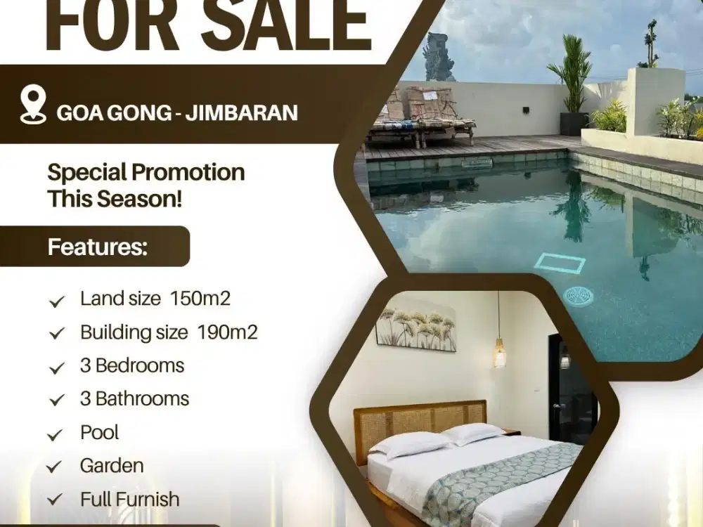 FOR SALE VILLA BRAND NEW MODERN SANTORINI LOKASI JLN GOA GONG ATAS VIEW GWK