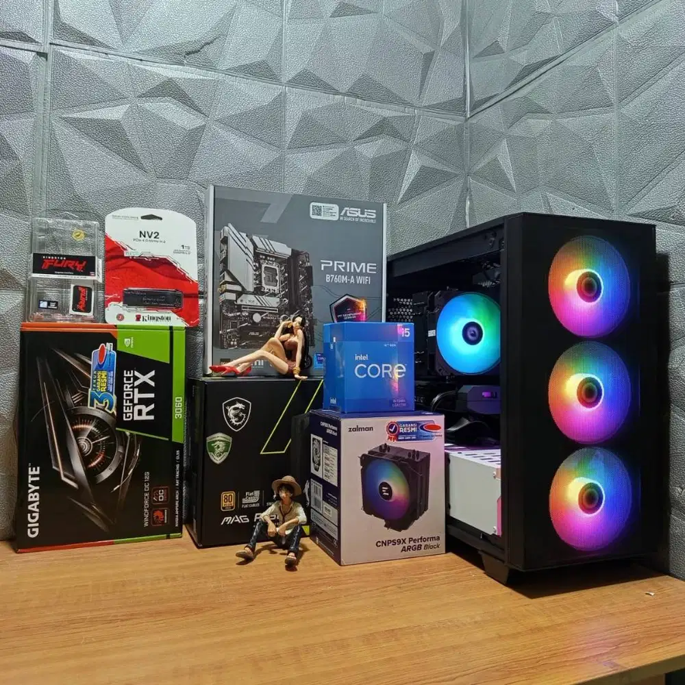 CPU Gaming Intel i5 12400 RAM 32GB SSD 1TB VGA RTX 3060 12GB GDDR6 NEW