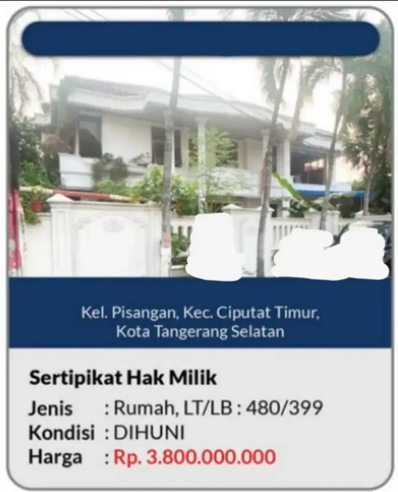 Dijual Rumah Ciputat Timur