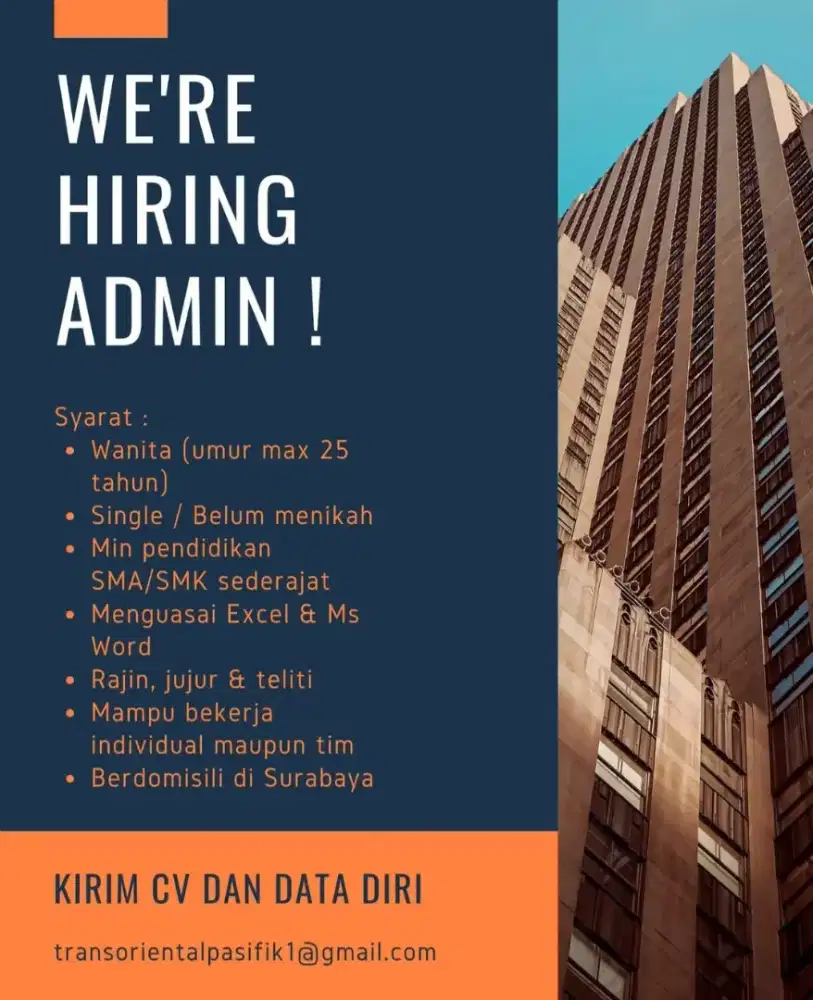 LOKER DIBUTUHKAN SEGERA ADMIN !!