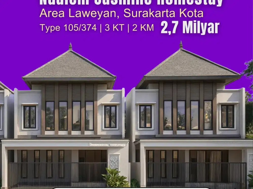 Jual Homestay Solo Kota, 3 menit Hotel Alila: Free Privat Pool