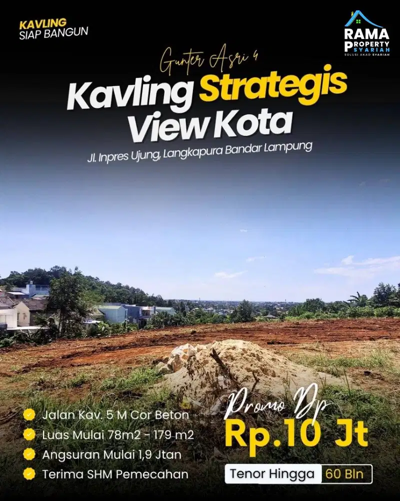 KAVLING BANDAR LAMPUNG BEBAS BANJIR KEMILING LINGKUNGAN NYAMAN & ASRI