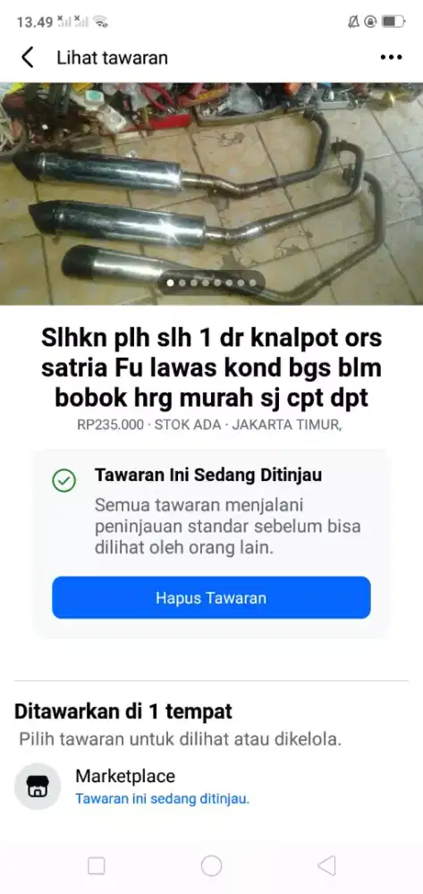 Slhkn plh slh 1 dr knalpot ors satria Fu kond bgs blm bobok murah sj