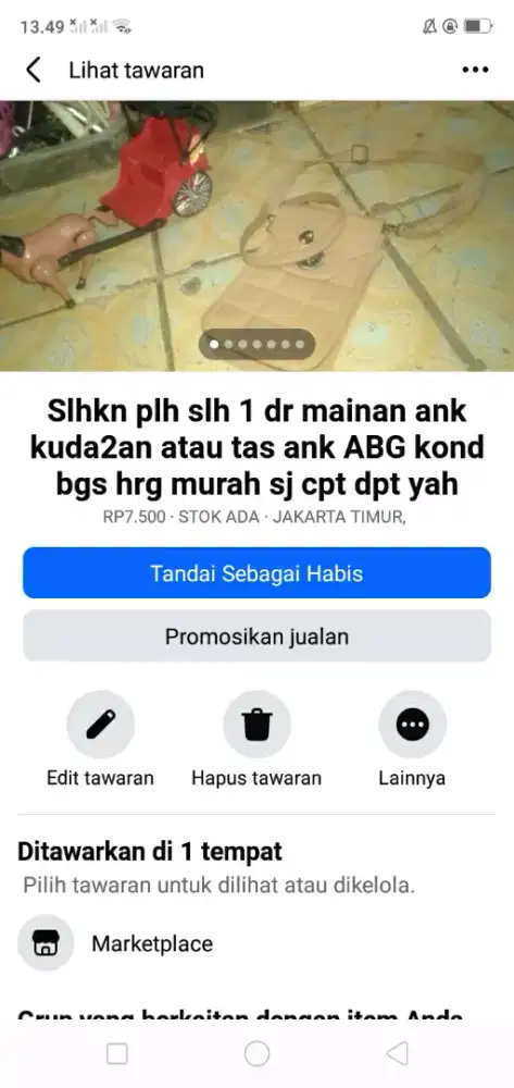 Slhkn plh slh 1 dr mainan ank2 atau sblh nya hrg murah sj cpt dpt yah