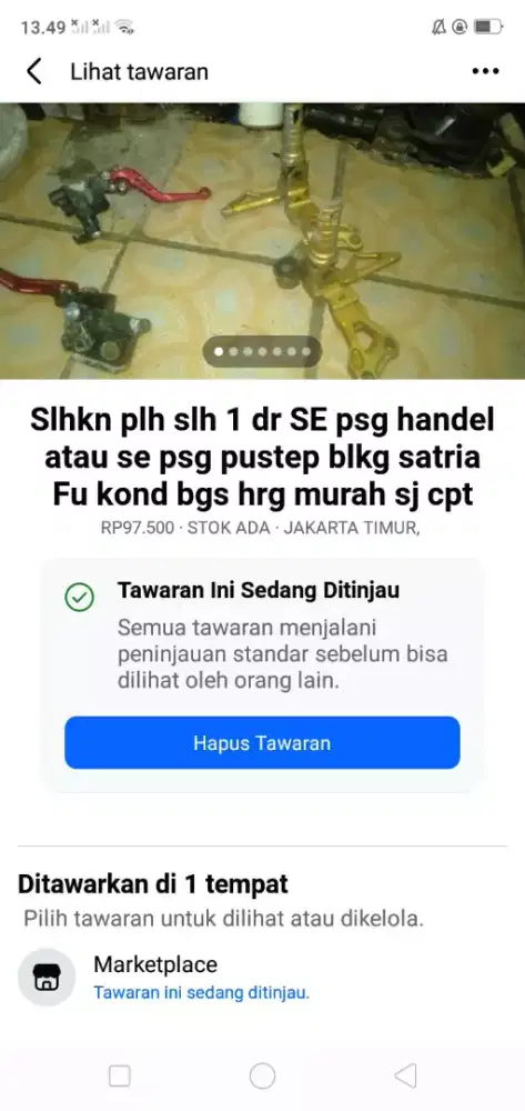 Slhkn plh slh 1 dr kelengkapan sepeda/motor kond bgs mgkn perlu cpt