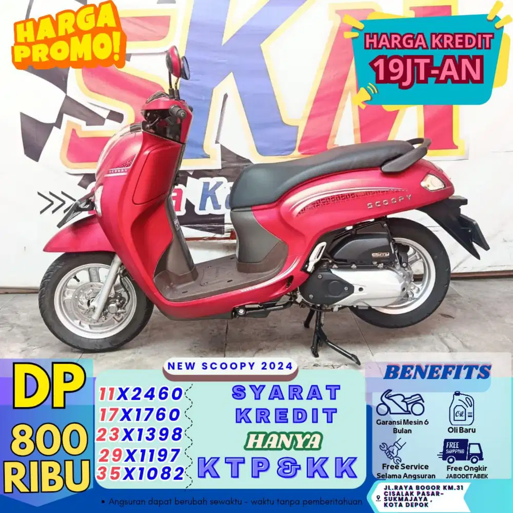 Kredit dp 800rb bawa pulang scoopy 2024 km low bergaransi