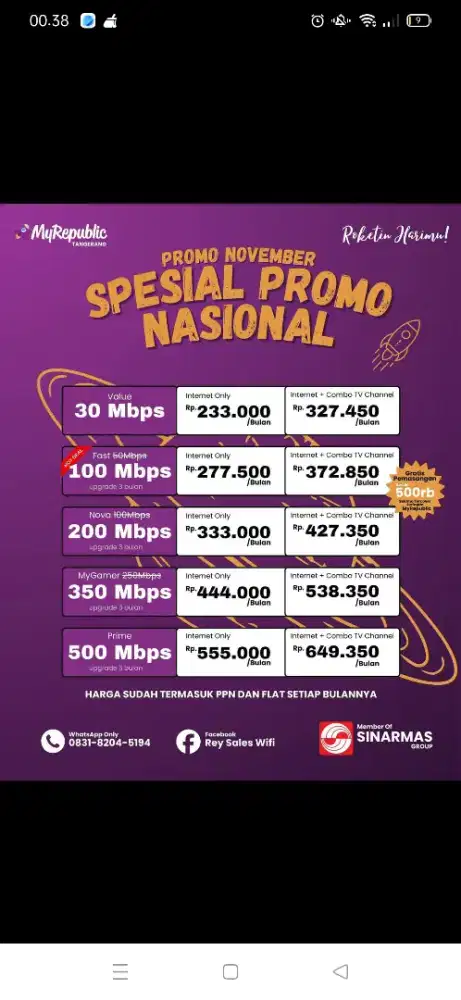 Promo pemasangan internet myrepublic WiFi Myrepublic Cilangkap Jaktim