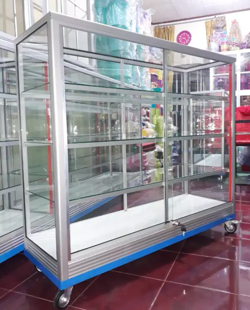 ETALASE PANJANG 1,2M SERBAGUNA || PAKAI RODA & KUNCI