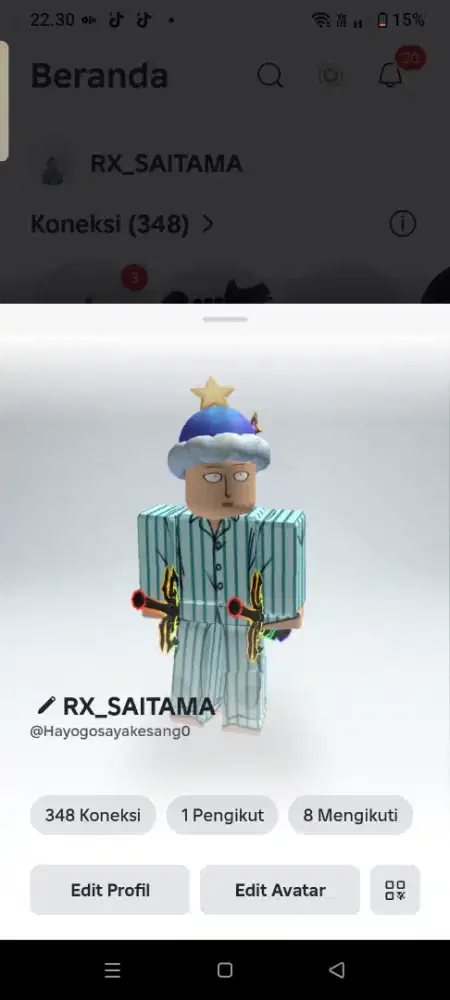 Akun Roblox on game di deskripsi