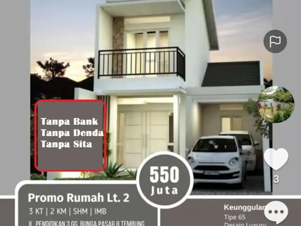 rumah 2 lantai terbaru diperumahan syariah ditembung tanpa bank