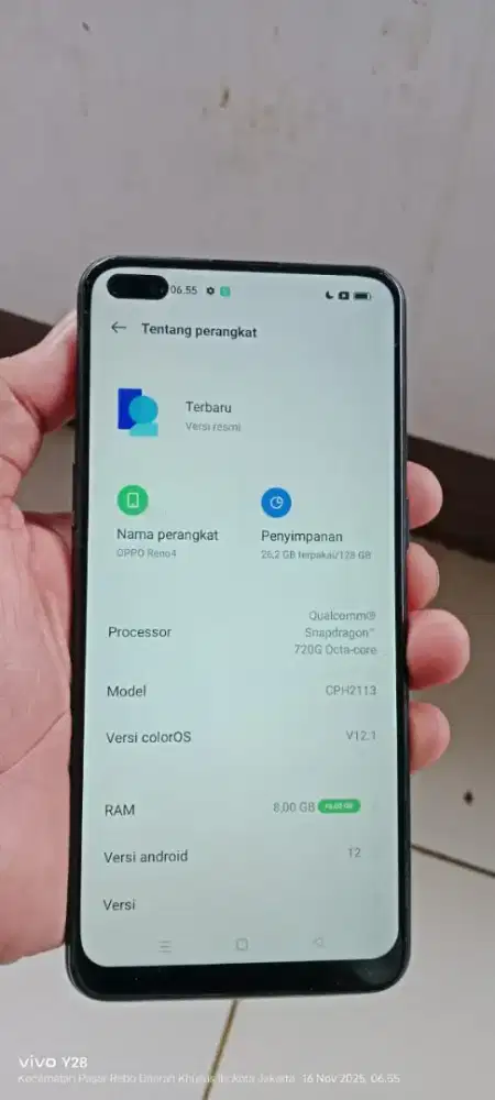 Opo Reno 4 nfc. 8/128 mnus gantian lcd rapih mlus FP of