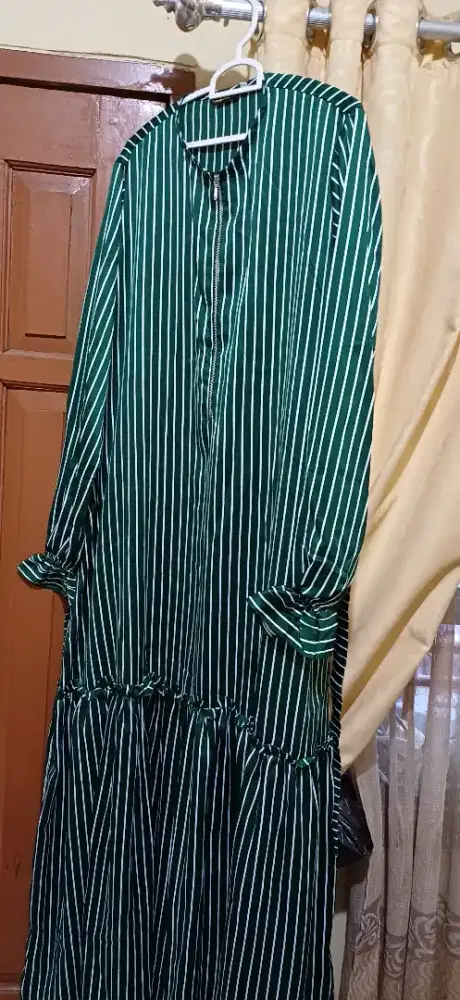 Gamis ijo botol garis putih